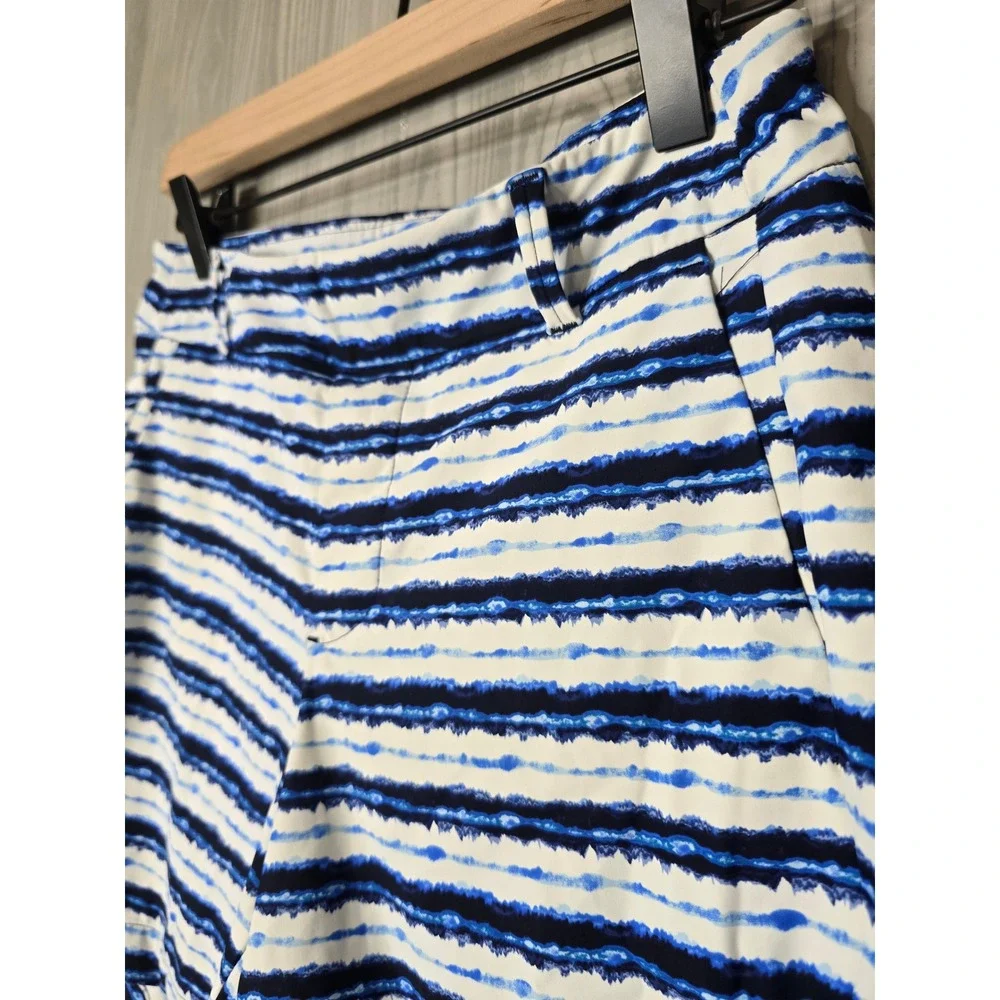 Spanx Swim Shorts Women XS Blue White Striped Board Shorts Beach Resort Coastal